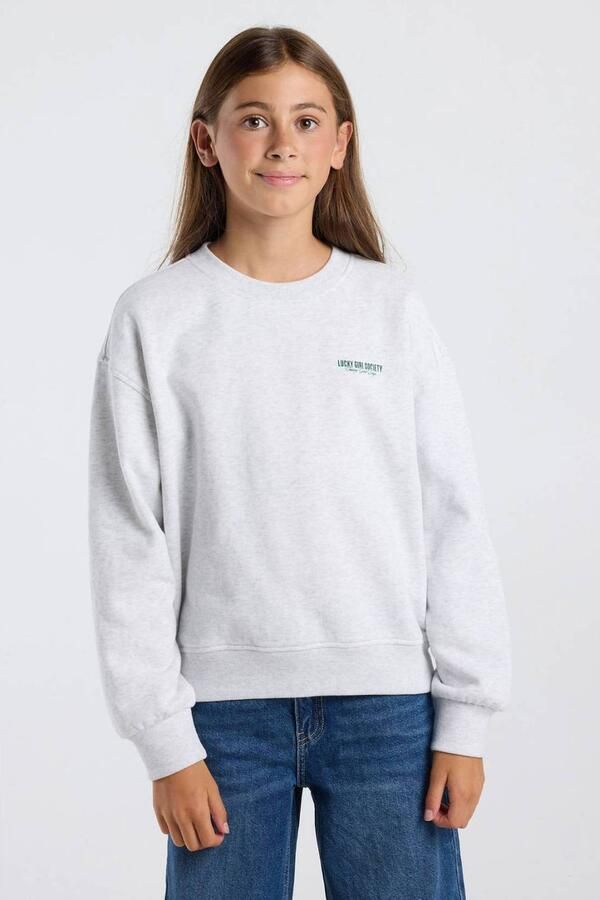 America Today sweater met backprint light grey Grijs Backprint