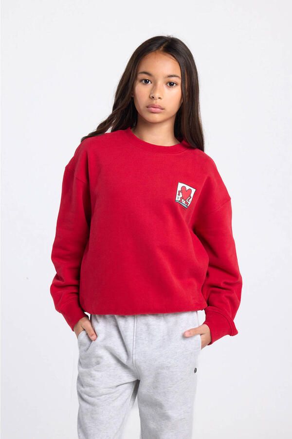 America Today sweater met backprint rood