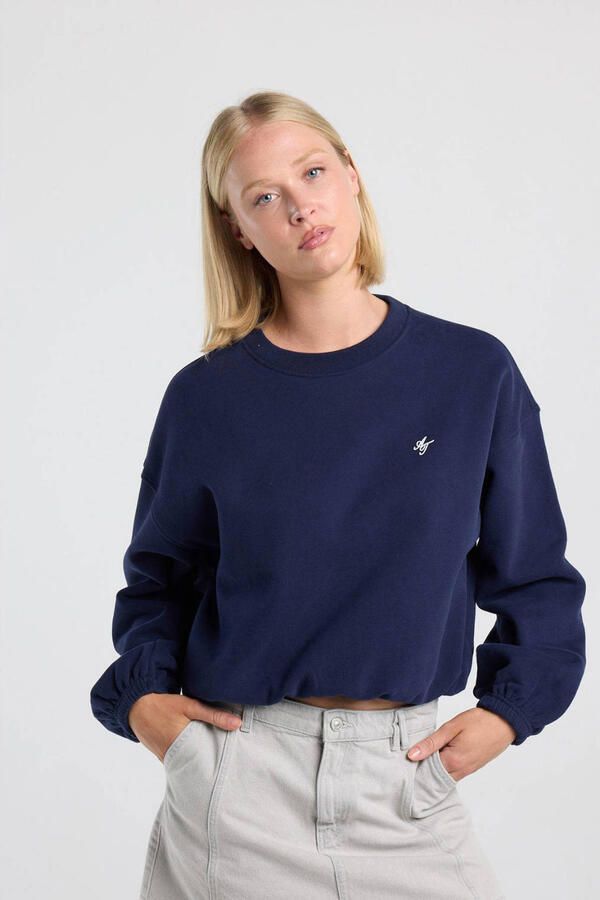 America Today sweater met logo donkerblauw