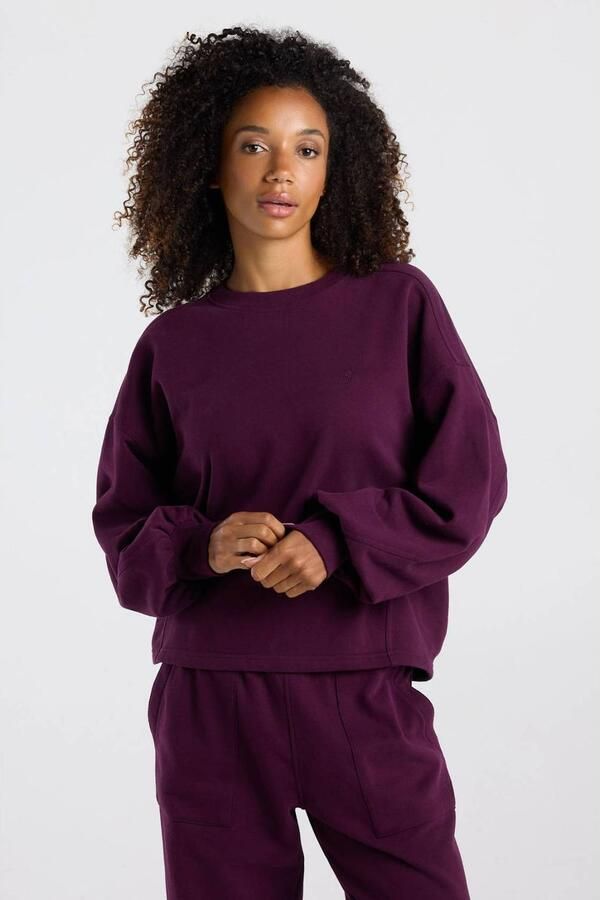 America Today sweater met plooien aubergine