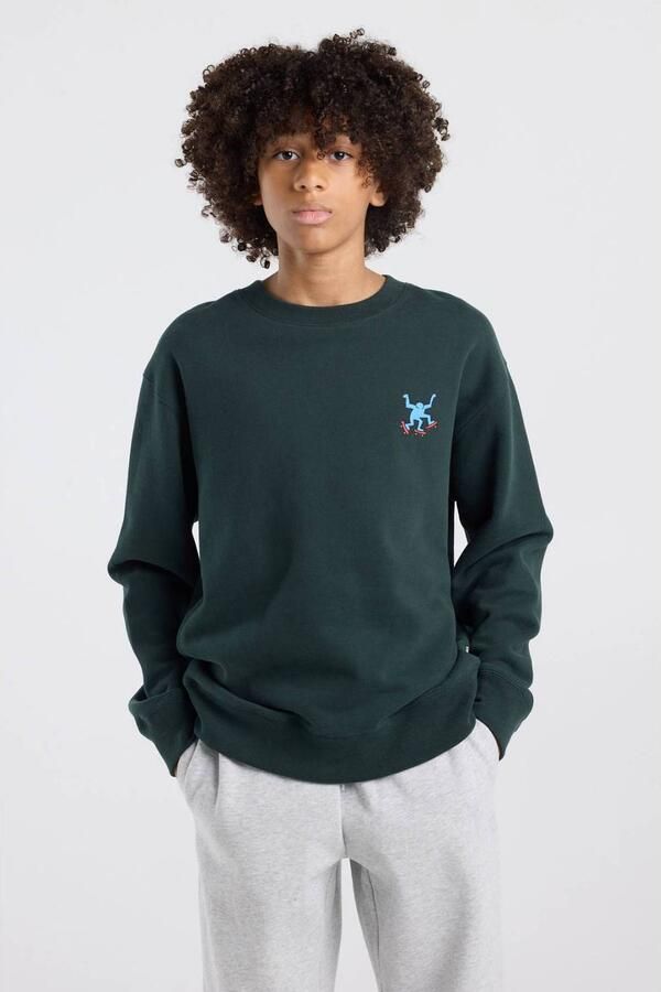 America Today sweater met print donkergroen