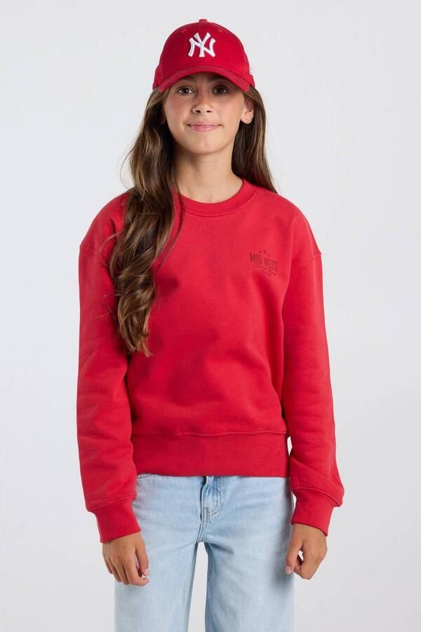 America Today sweater met studs backprint en tekst rood