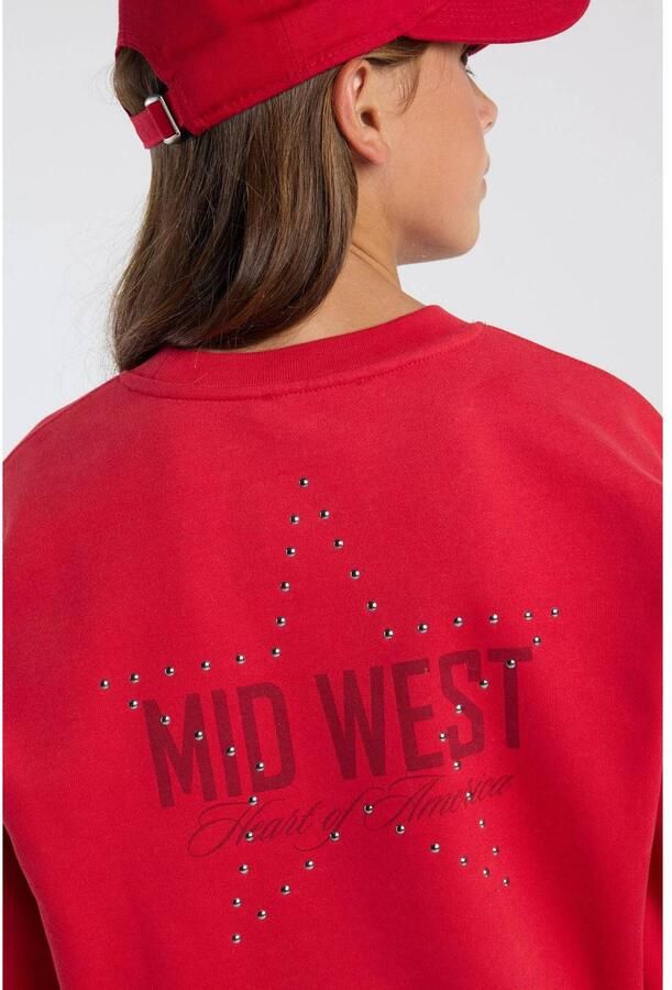 America Today sweater met studs backprint en tekst rood - Foto 2