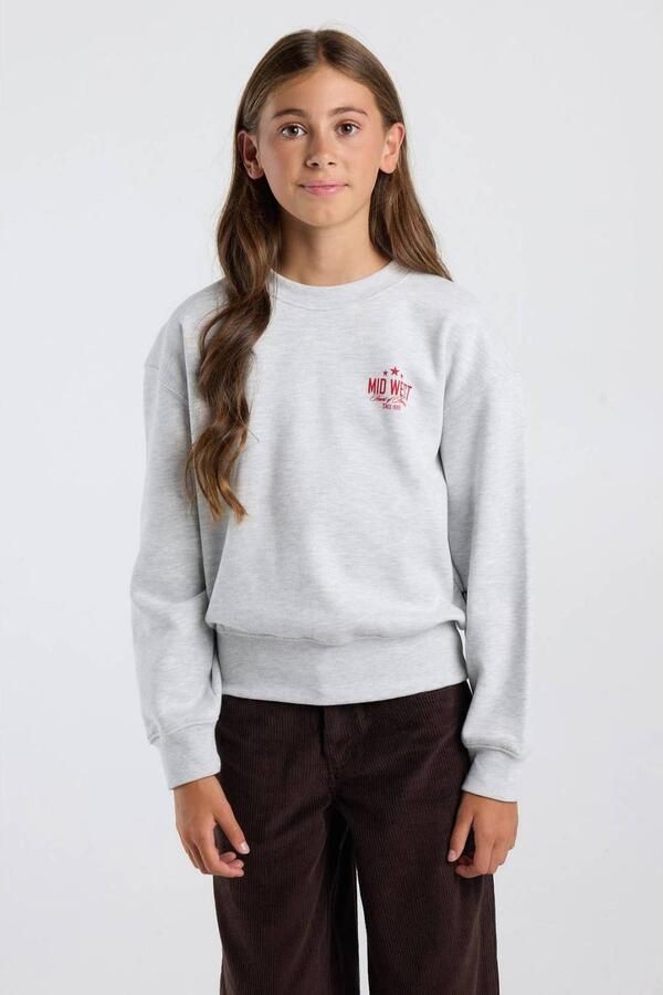 America Today sweater met studs en backprint grijs Backprint