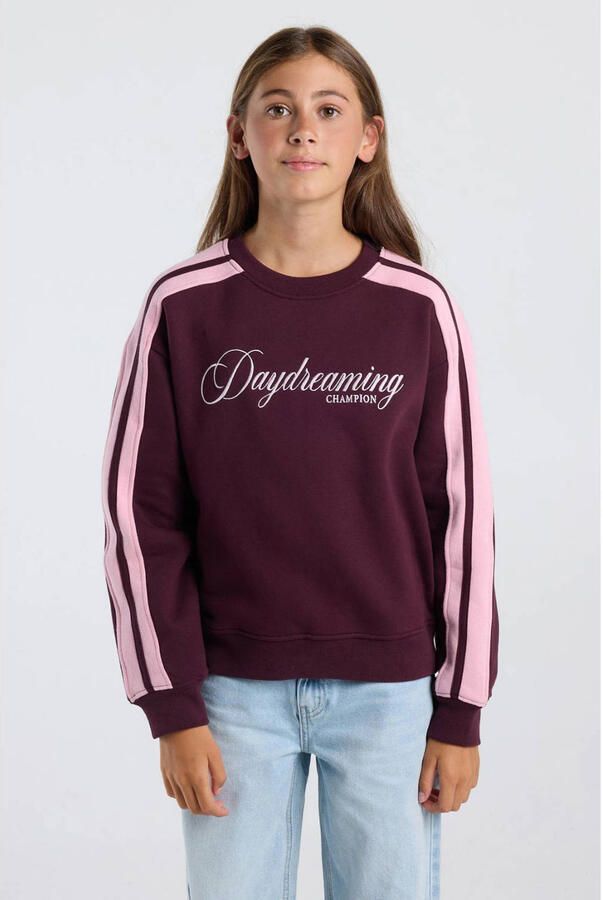 America Today sweater met tekst bordeauxrood