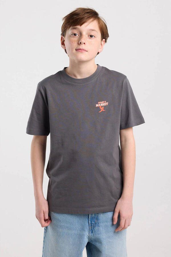 America Today T-shirt met backprint antraciet