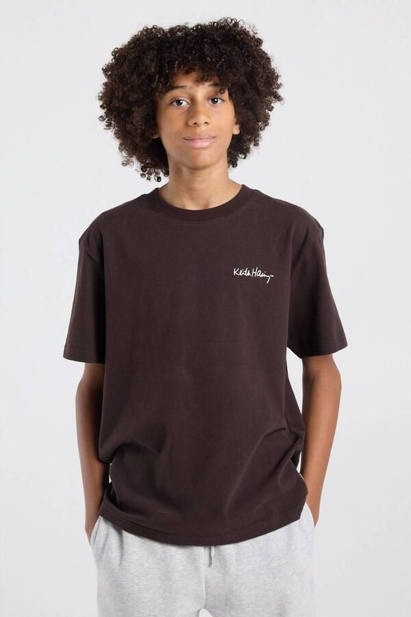 America Today T-shirt met backprint bruin Jongens Katoen Ronde hals Backprint