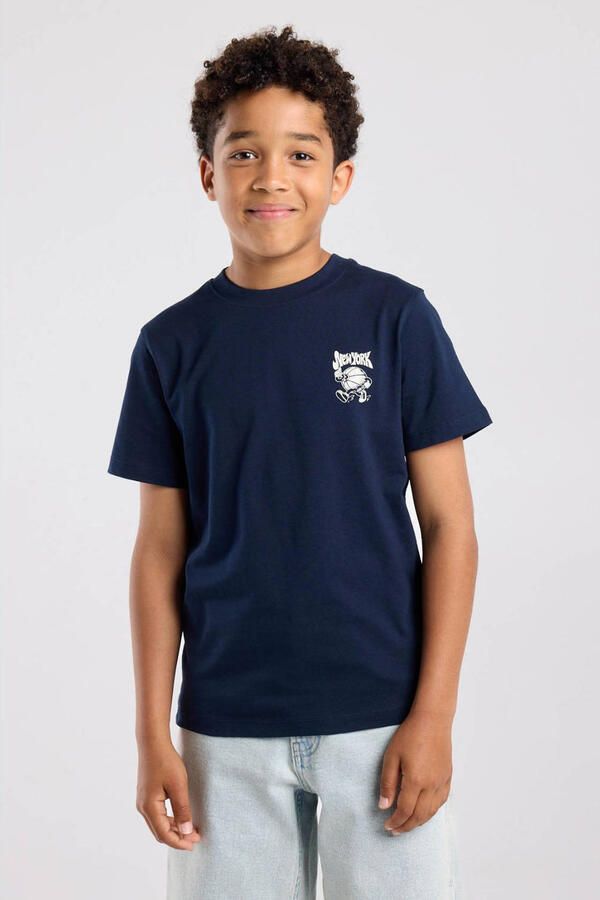 America Today T-shirt met backprint donkerblauw