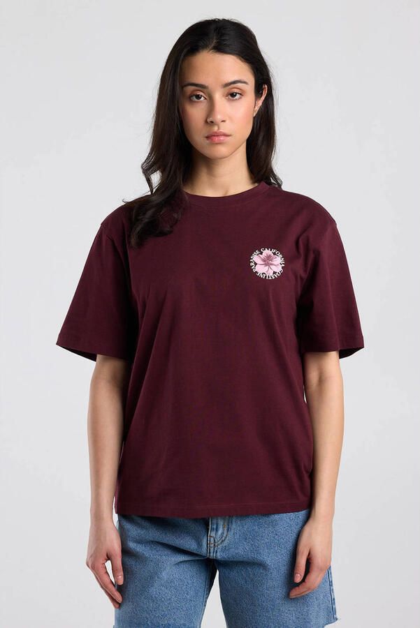 America Today T-shirt met backprint donkerrood