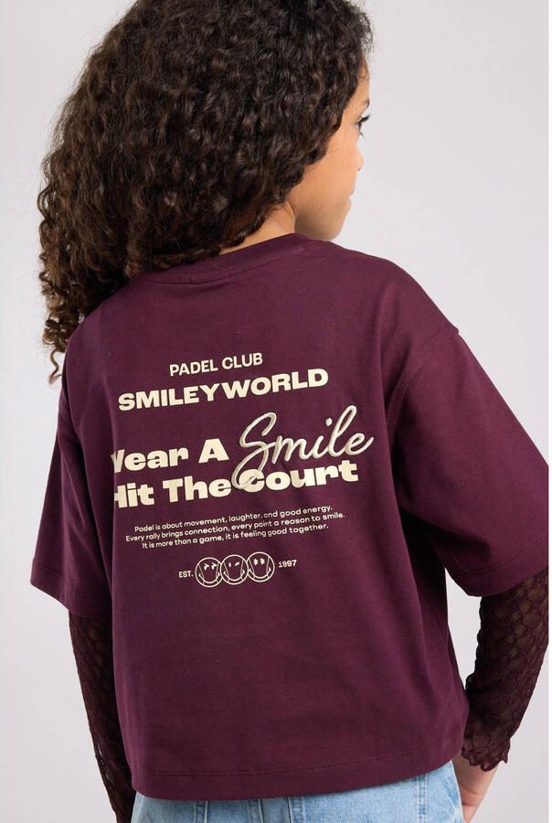 America Today T-shirt met backprint donkerrood - Foto 2