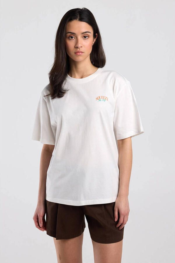 America Today T-shirt met backprint ecru