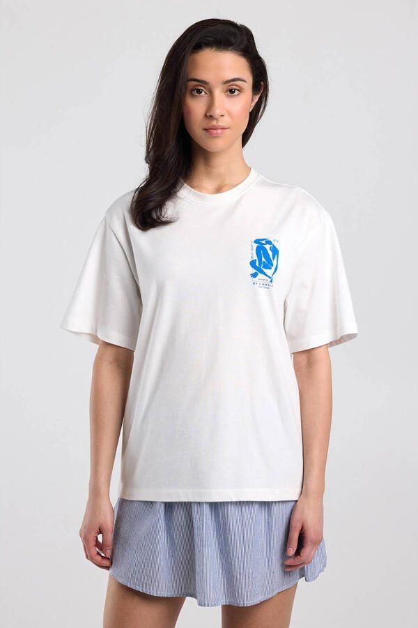 America Today T-shirt met backprint ecru