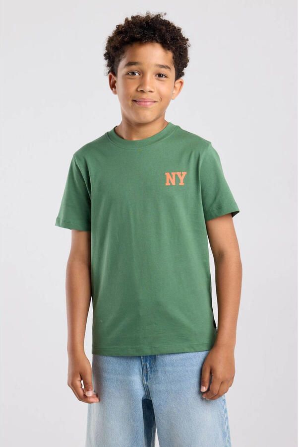 America Today T-shirt met backprint groen
