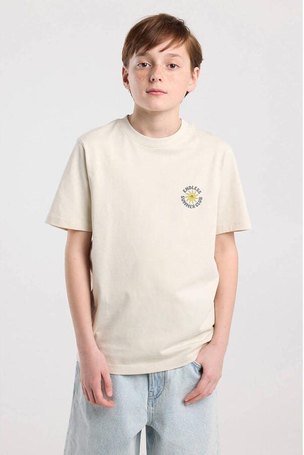 America Today T-shirt met backprint ivoor
