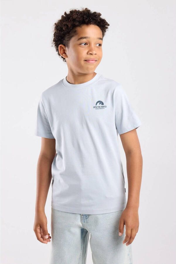 America Today T-shirt met backprint lichtblauw