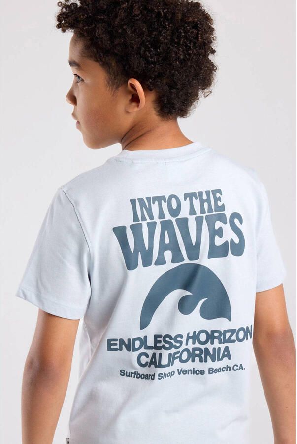 America Today T-shirt met backprint lichtblauw - Foto 2