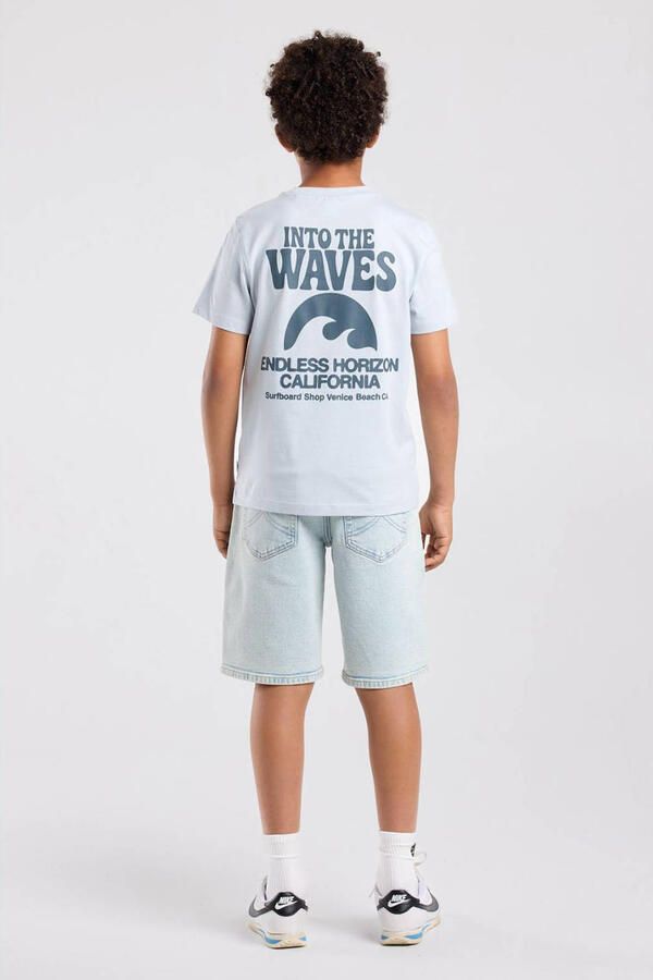 America Today T-shirt met backprint lichtblauw - Foto 3