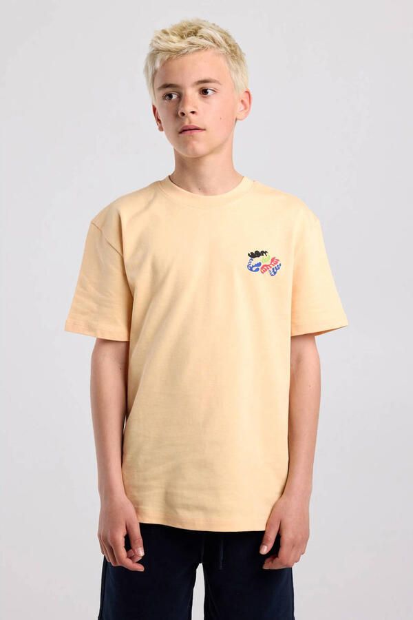 America Today T-shirt met backprint lichtgeel
