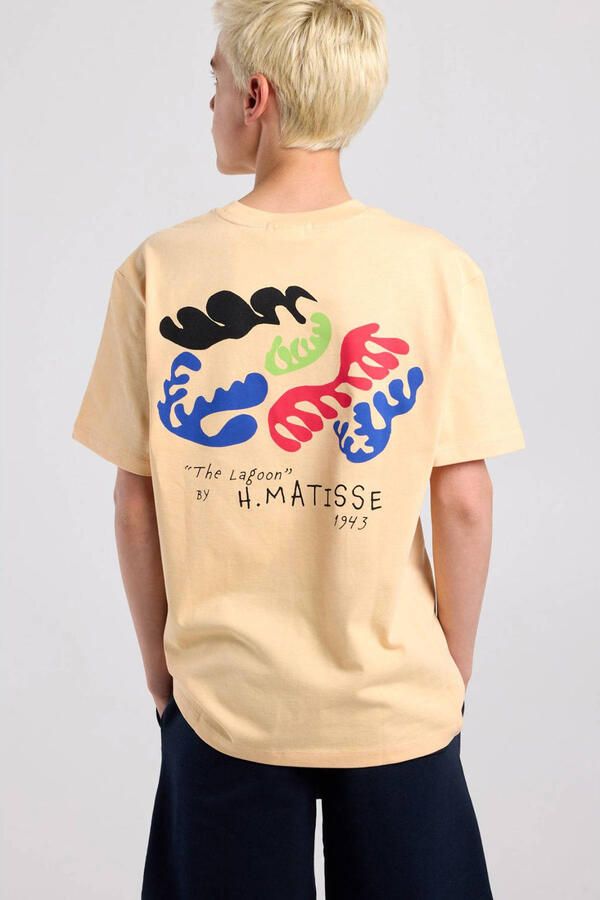 America Today T-shirt met backprint lichtgeel - Foto 3