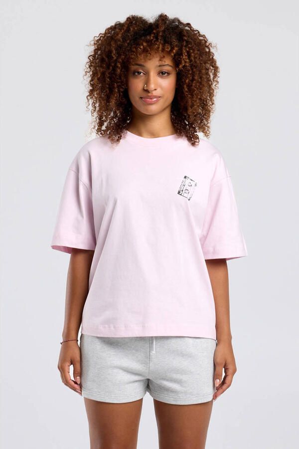 America Today T-shirt met backprint lichtroze