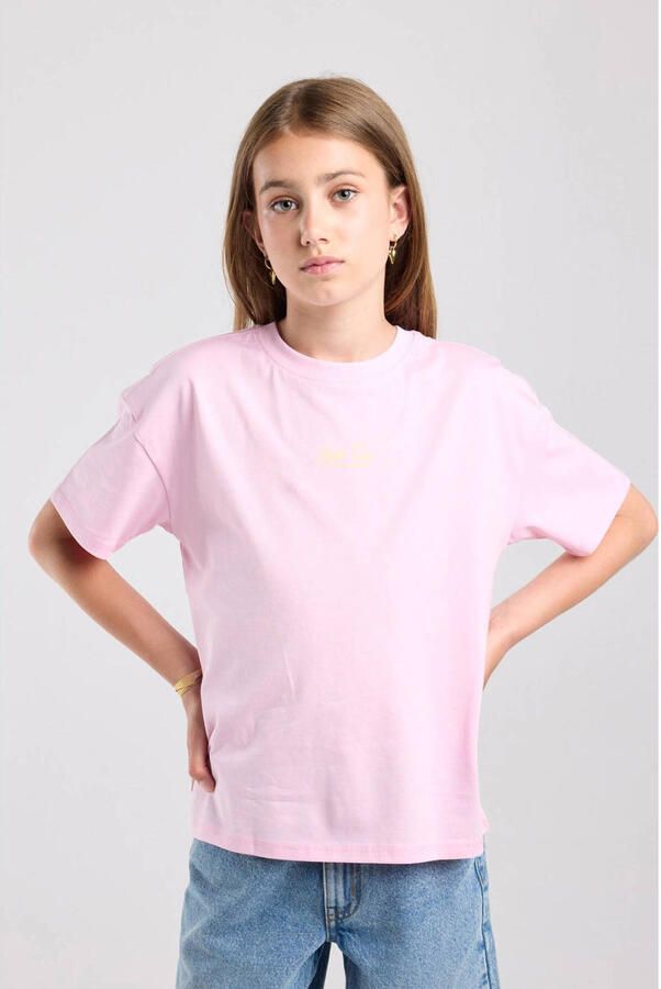 America Today T-shirt met backprint lichtroze