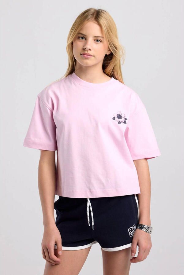 America Today T-shirt met backprint roze
