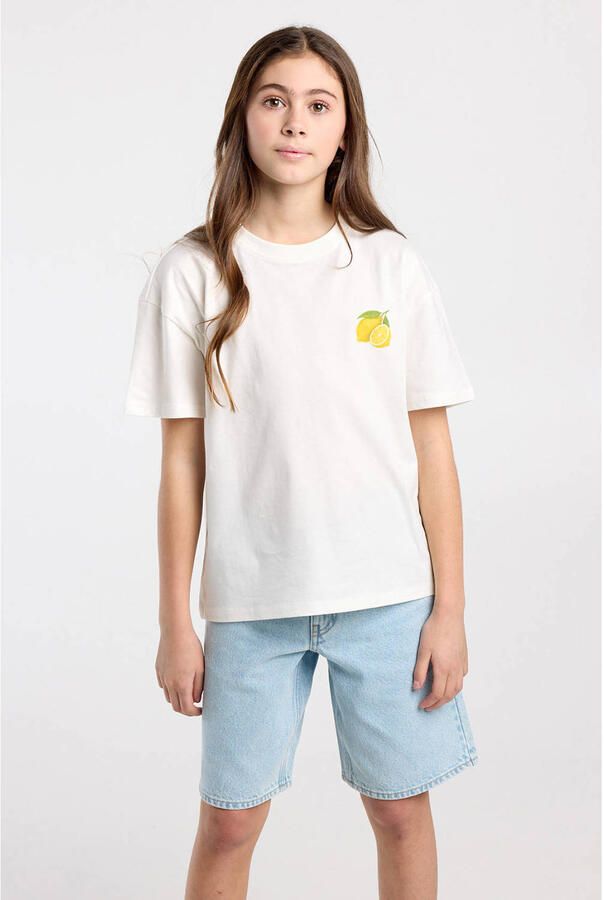 America Today T-shirt met backprint wit