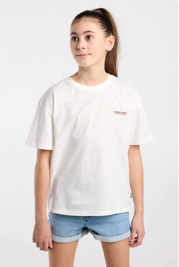 America Today T-shirt met backprint wit