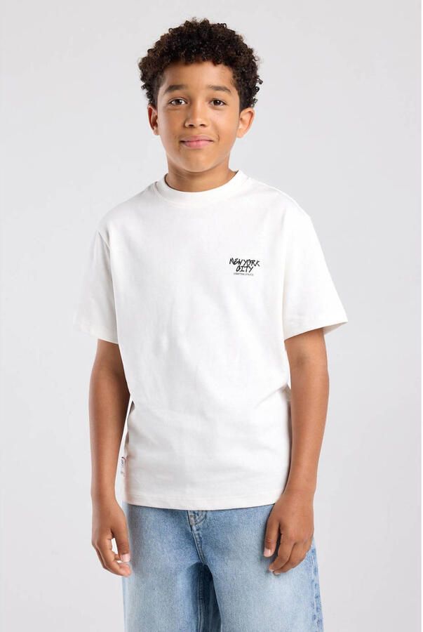 America Today T-shirt met backprint wit