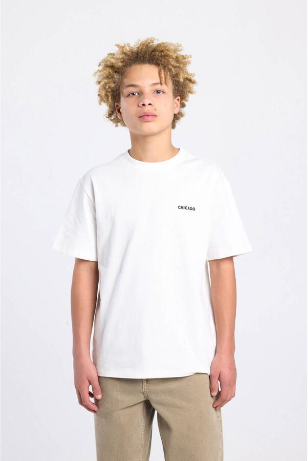 America Today T-shirt met backprint wit