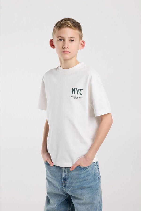 America Today T-shirt met backprint wit