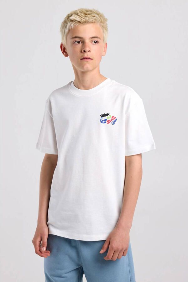 America Today T-shirt met backprint wit