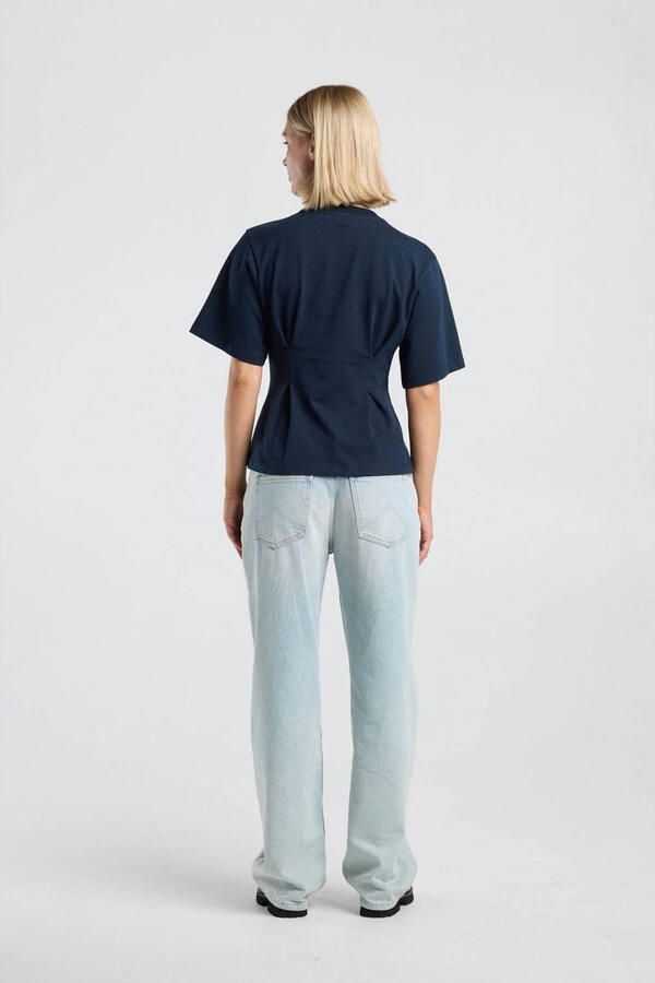 America Today T-shirt met plooien donkerblauw - Foto 2