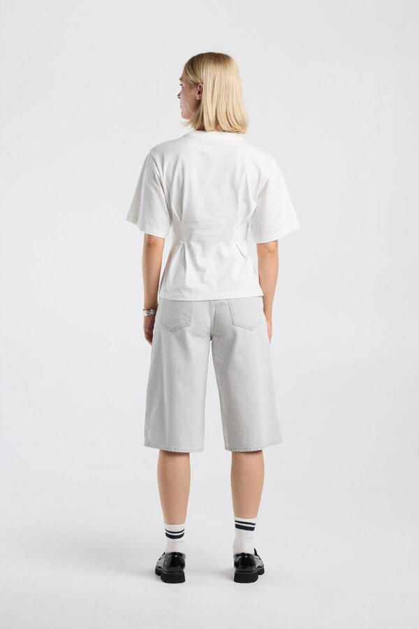 America Today T-shirt met plooien ecru - Foto 3