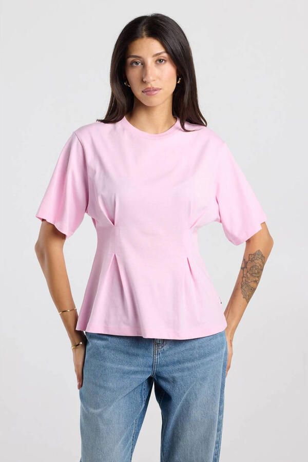 America Today T-shirt met plooien roze