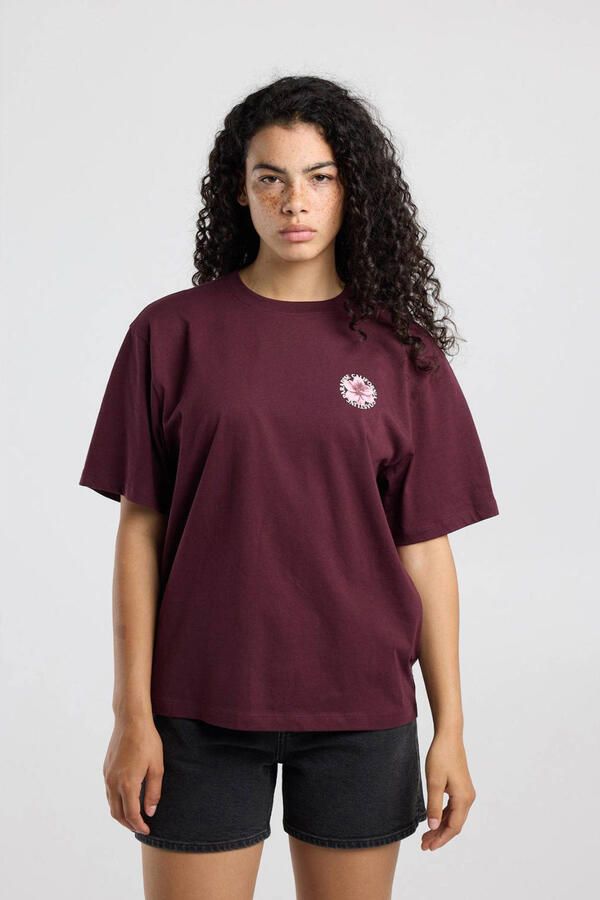 America Today T-shirt met print donkerrood