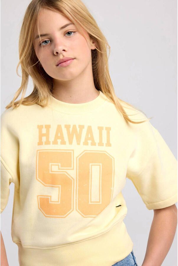 America Today T-shirt met print en tekst lichtgeel - Foto 2