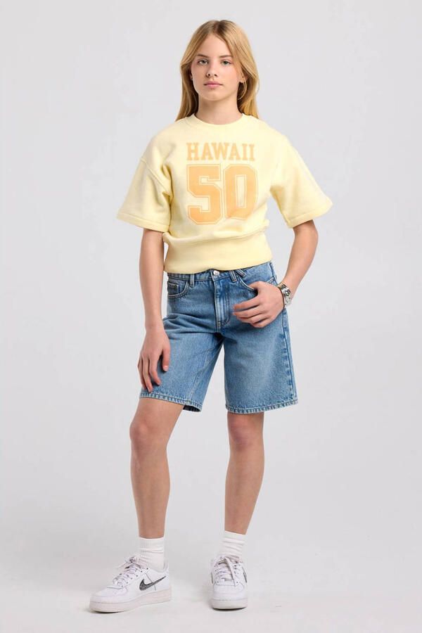 America Today T-shirt met print en tekst lichtgeel - Foto 3