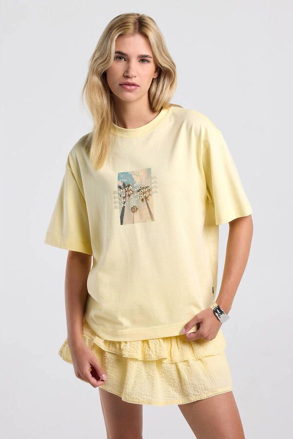 America Today T-shirt met print lichtgeel