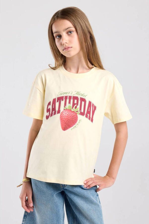 America Today T-shirt met print lichtgeel