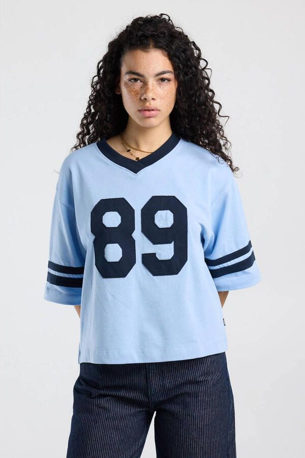 America Today T-shirt met tekst lichtblauw