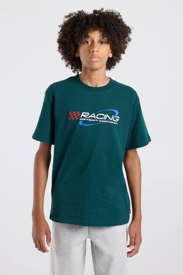 America Today T-shirt met tekst petrol Blauw Jongens Katoen Ronde hals