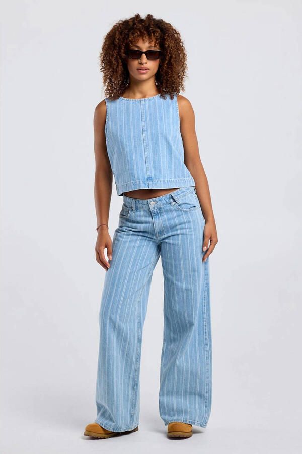 America Today top met krijtstreep blauw - Foto 3