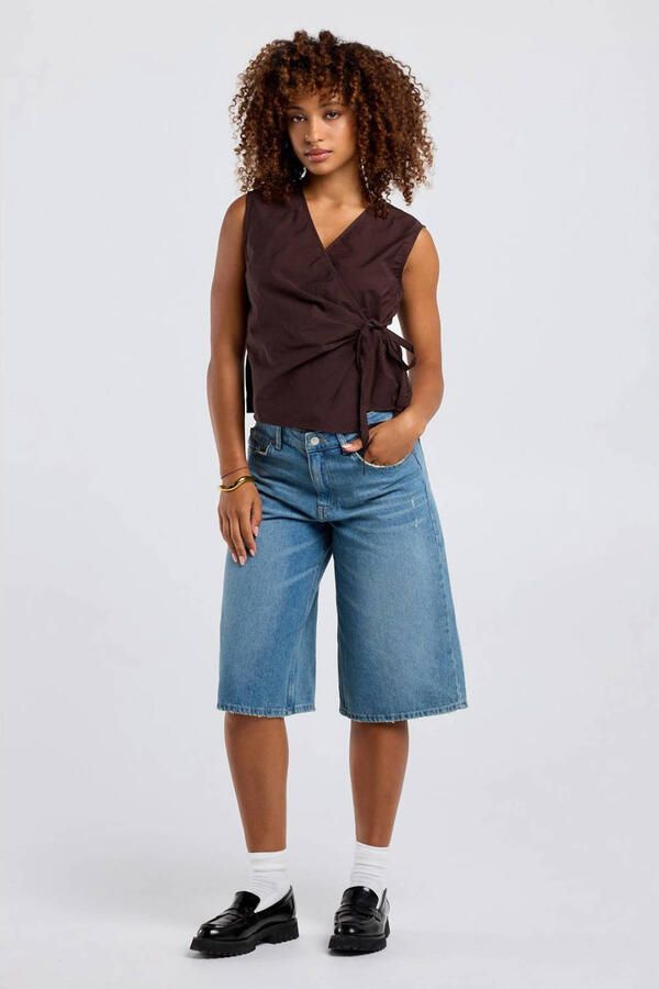 America Today top met overslagdetail bruin - Foto 3