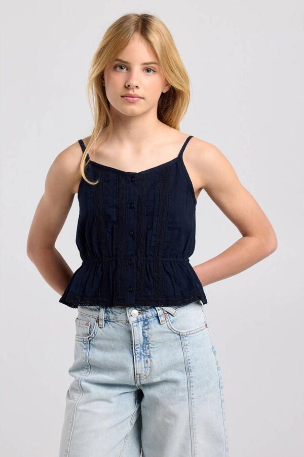 America Today top met peplum donkerblauw