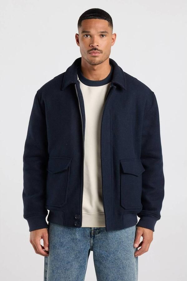 America Today tussenjas met wol donkerblauw