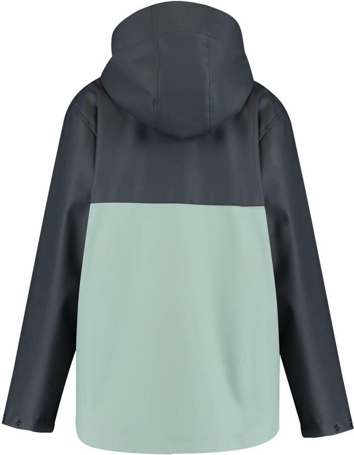 America Today unisex regenjas Jace JR donkerblauw mintgroen Jongens Katoen Capuchon 122 128