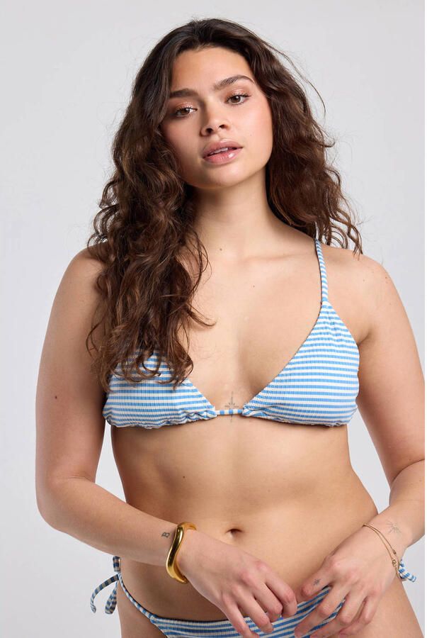 America Today voorgevormde triangel bikinitop Amber lichtblauw wit - Foto 3