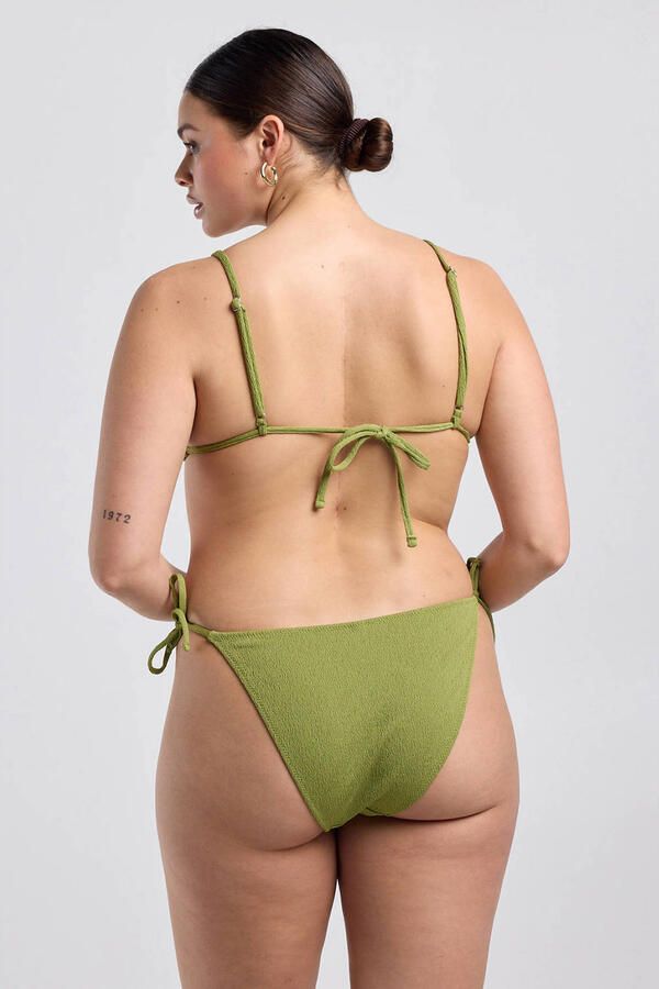 America Today voorgevormde triangel bikinitop Amber met textuur olijfgroen - Foto 3