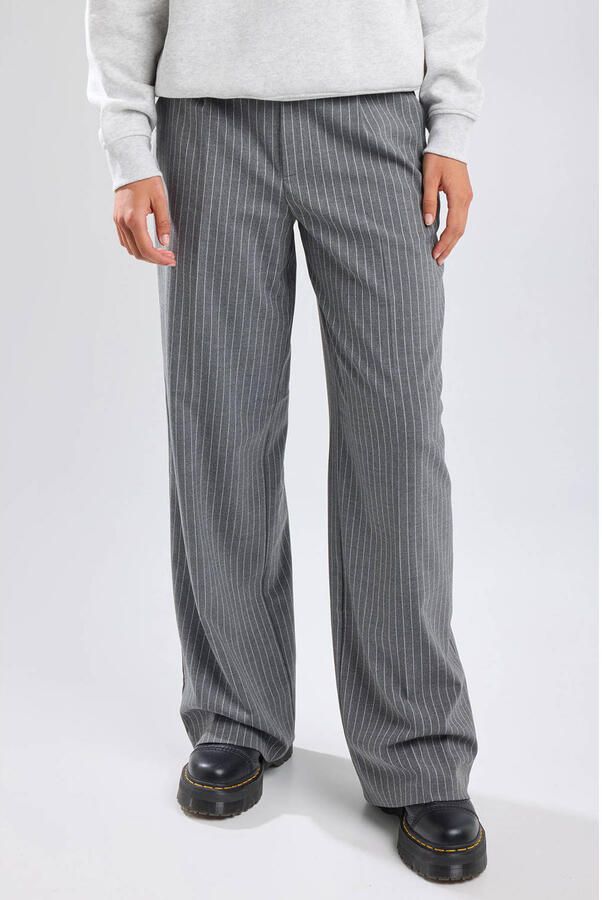 America Today wide leg broek lichtgrijs